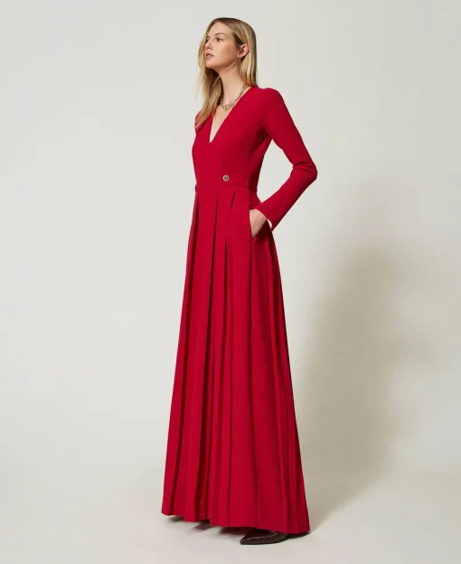 Jumpsuit Aus Plissiertem Krepp Mit Knöpfen