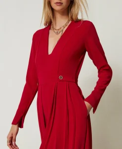 Jumpsuit Aus Plissiertem Krepp Mit Knöpfen