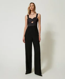 Jumpsuit Aus Satin Und Tuch Mit Pailletten