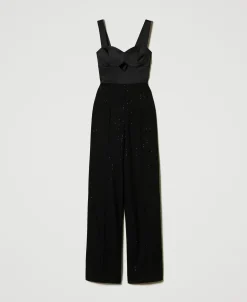 Jumpsuit Aus Satin Und Tuch Mit Pailletten
