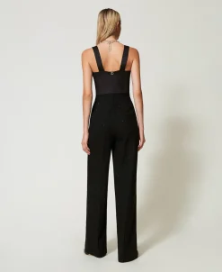 Jumpsuit Aus Satin Und Tuch Mit Pailletten