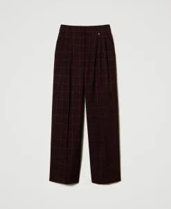 Karierte Palazzohose Mit Lurex