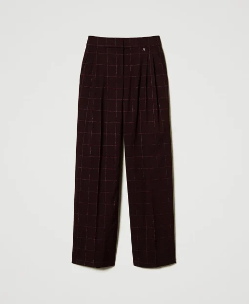 Karierte Palazzohose Mit Lurex
