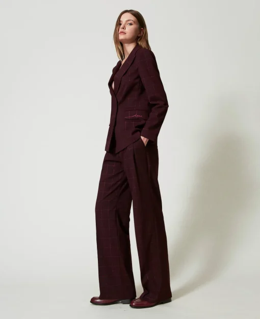 Karierte Palazzohose Mit Lurex