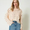 Kastenpullover Mit Volants In Spitzenoptik