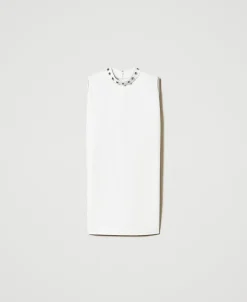 Kleid Aus Crêpe-Cady Mit Metallperlen