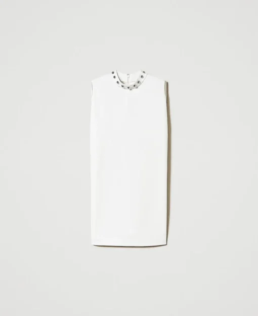 Kleid Aus Crêpe-Cady Mit Metallperlen