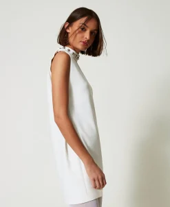 Kleid Aus Crêpe-Cady Mit Metallperlen