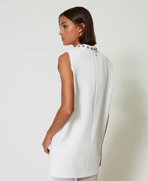 Kleid Aus Crêpe-Cady Mit Metallperlen