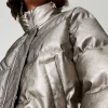 Kurze Metallic-Steppjacke
