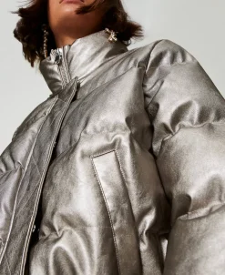 Kurze Metallic-Steppjacke