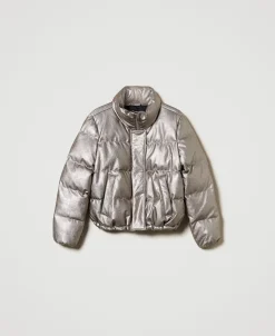 Kurze Metallic-Steppjacke