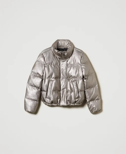 Kurze Metallic-Steppjacke