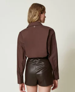 Kurzer Jumpsuit Aus Popeline Und Beschichtetem Gewebe