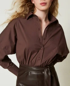Kurzer Jumpsuit Aus Popeline Und Beschichtetem Gewebe