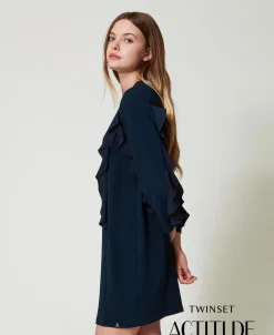Kurzes Kleid Aus Cady Mit Volant
