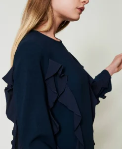 Kurzes Kleid Aus Cady Mit Volant
