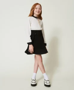 Kurzes Kleid Aus Crêpe De Chine Und Flanell