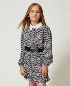 Kurzes Kleid Aus Crêpe De Chine Mit Print