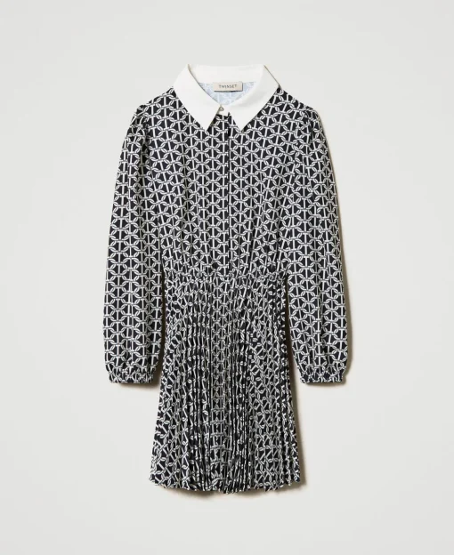 Kurzes Kleid Aus Crêpe De Chine Mit Print