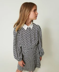 Kurzes Kleid Aus Crêpe De Chine Mit Print