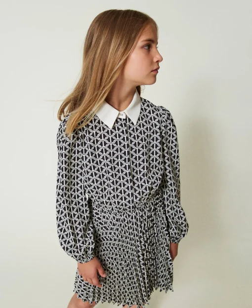 Kurzes Kleid Aus Crêpe De Chine Mit Print