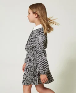 Kurzes Kleid Aus Crêpe De Chine Mit Print