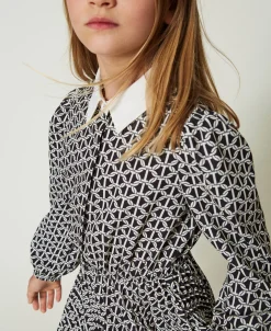 Kurzes Kleid Aus Crêpe De Chine Mit Print