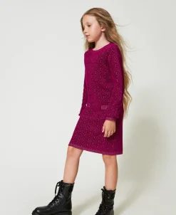 Kurzes Kleid Aus Jacquard-Strick Mit Oval Ts