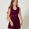 Kurzes Kleid Aus Jacquard-Strick Mit Hahnentrittmuster