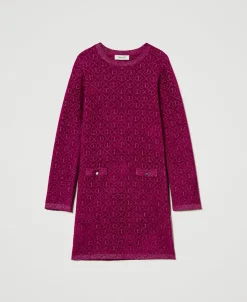 Kurzes Kleid Aus Jacquard-Strick Mit Oval Ts