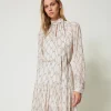 Kurzes Kleid Aus Krepon Mit Schleifenprint