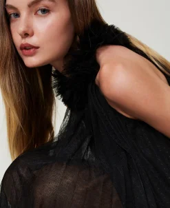 Kurzes Kleid Aus Plissiertem Tüll