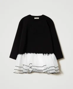 Kurzes Kleid Aus Scuba Und Organza