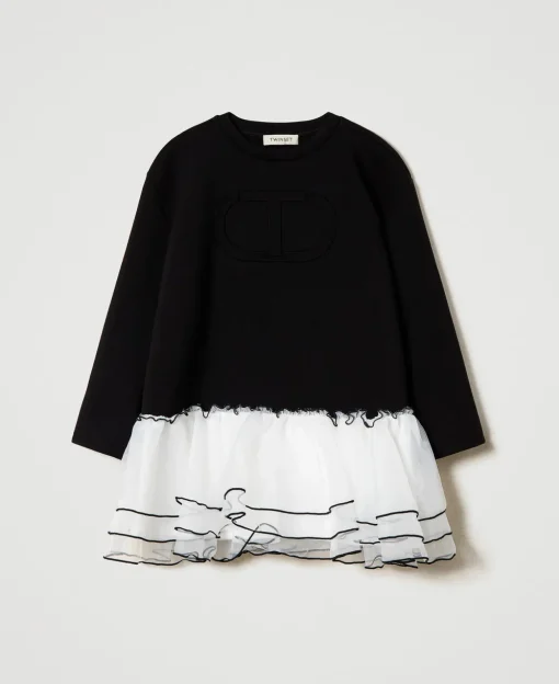 Kurzes Kleid Aus Scuba Und Organza