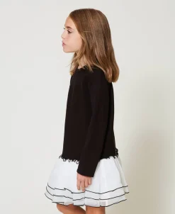 Kurzes Kleid Aus Scuba Und Organza