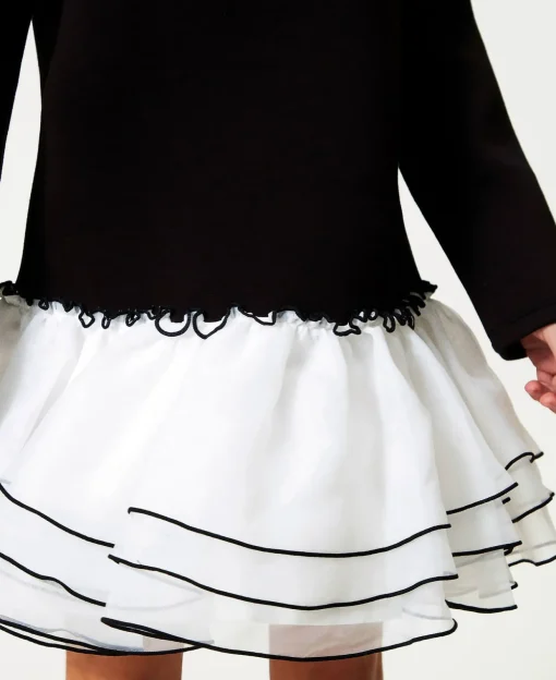 Kurzes Kleid Aus Scuba Und Organza
