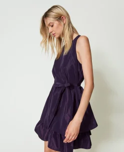 Kurzes Kleid Aus Taft Mit Volants