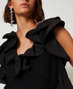 Kurzes Kleid Mit Georgettevolants