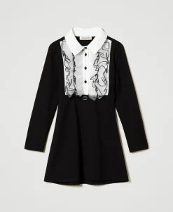 Kurzes Kleid Mit Organzavolant