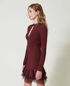 Kurzes Kleid Mit Plissierten Tüllvolants