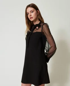 Kurzes Kleid Mit Plumetis-Tüll