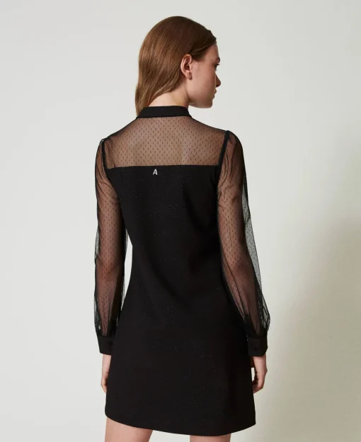 Kurzes Kleid Mit Plumetis-Tüll