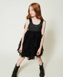 Kurzes Kleid Mit Tüllvolants