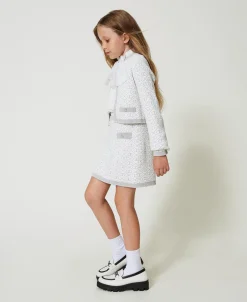 Kurzjacke Aus Jacquard-Strick Mit Oval Ts