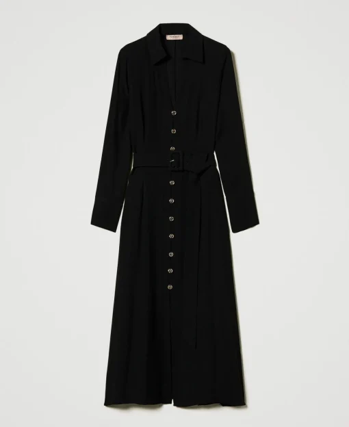 Langes Hemdblusenkleid Aus Crêpe-Georgette