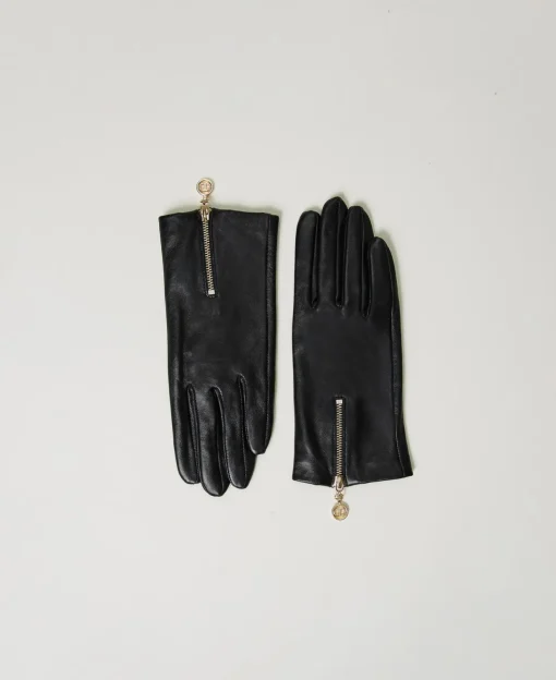 Lederhandschuhe Mit Reißverschluss Und Oval T