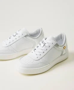 Ledersneaker Mit Metallic-Einsätzen