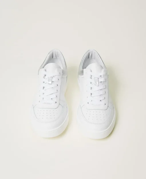 Ledersneaker Mit Metallic-Einsätzen