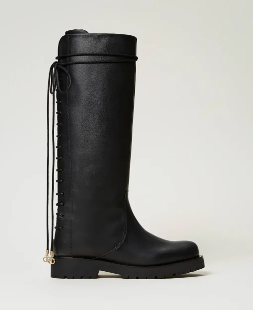 Lederstiefel Mit Schnürung